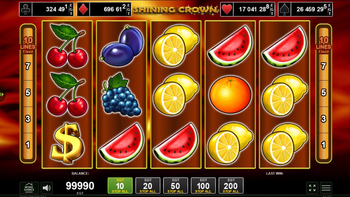 Shining Crown – pacanele cu fructe de la EGT